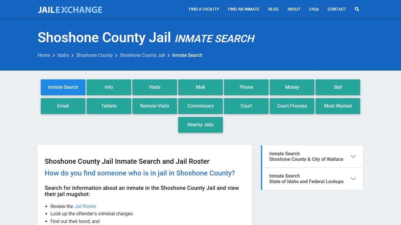 Shoshone County Jail Inmate Search - Jail Exchange