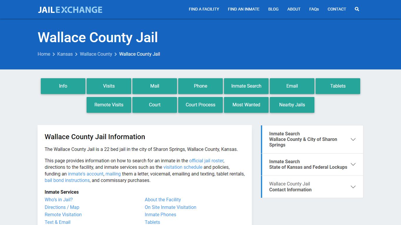 Wallace County Jail, KS Inmate Search, Information